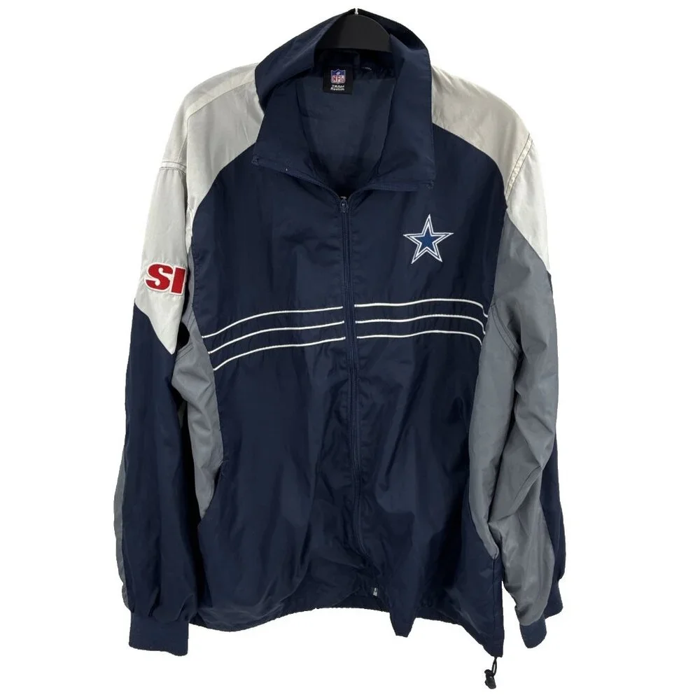 Reebok Dallas Cowboys NFL Jacket Mens Large Blue Gray Full Zip Team Apparel